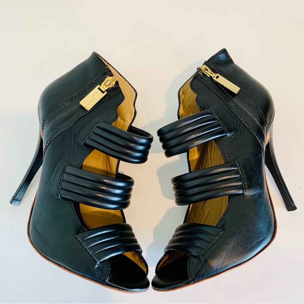 L.A.M.B by  Gwen Stefani Zea Black Leather High Heel Shoes Booties